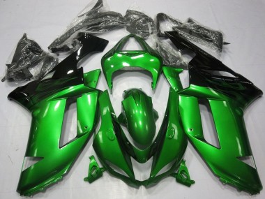 Custom 2007-2008 Kawasaki ZX6R Motorcycle Fairings - Green Black