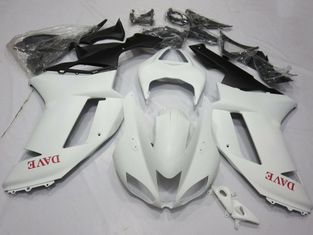 2007-2008 Kawasaki ZX6R Motorcycle Fairings - Matte White Red
