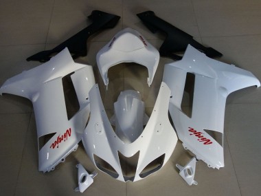 Custom 2007-2008 Kawasaki ZX6R Motorcycle Fairings - White Red