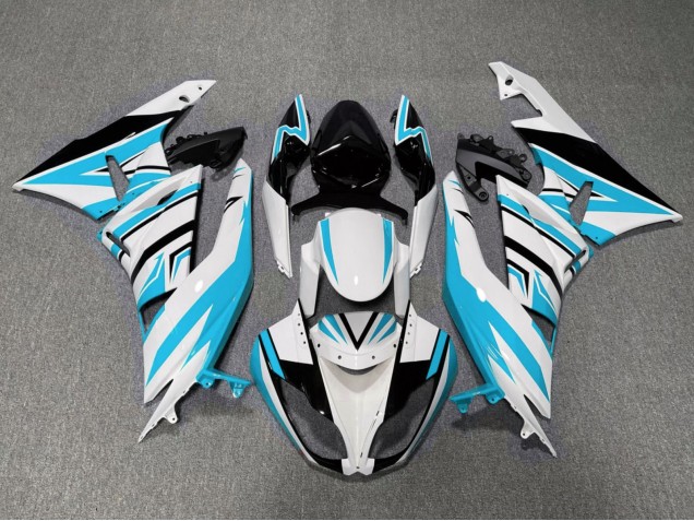 2009-2012 Kawasaki ZX6R Motorcycle Fairings - White Light Blue Black