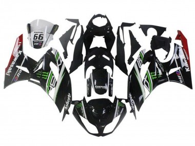 Custom 2009-2012 Kawasaki ZX6R Motorcycle Fairings - Glossy Black White Green Red Elf Monster