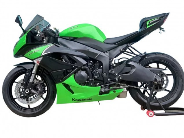 2009-2012 Kawasaki ZX6R Motorcycle Fairings - Green Matte Black