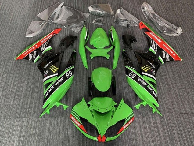2009-2012 Kawasaki ZX6R Motorcycle Fairings - Green Glossy Black Red Yellow Monster Motocard