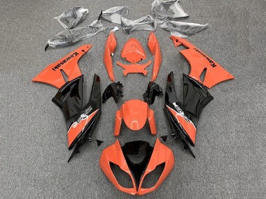 Custom 2009-2012 Kawasaki ZX6R Motorcycle Fairing - Orange Glossy Black