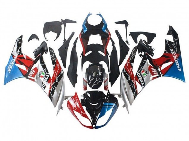 2009-2012 Kawasaki ZX6R Motorcycle Fairings - Blue Red Glossy Black Silver