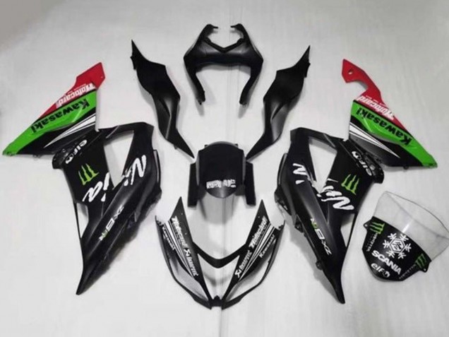 2013-2018 Kawasaki ZX6R Motorcycle Fairings - Matte Black Green Red White Monster Snow