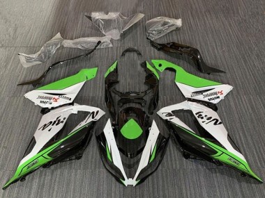 Custom 2013-2018 Kawasaki ZX6R Motorcycle Fairings - Green White Black