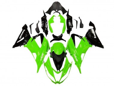 Custom 2013-2018 Kawasaki ZX6R Motorcycle Fairing Kits - Green Glossy Black