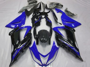 Custom 2013-2018 Kawasaki ZX6R Motorcycle Fairings - Blue Glossy Black