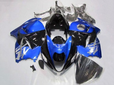 Custom 1996-2007 Suzuki GSXR1000 Motorcycle Fairings - Blue Chrome Black
