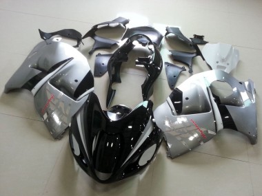 Custom 1996-2007 Suzuki GSXR1000 Motorcycle Fairings - Glossy Black Silver Chrome