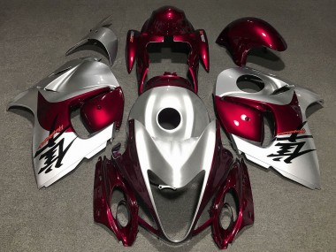 Custom 2008-2020 Silver Dark Red Suzuki GSXR 1300 Hayabusa Motorcycle Fairings