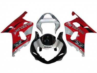 Custom 2000-2002 Suzuki GSXR1000 Motorcycle Fairings - Silver Red Black