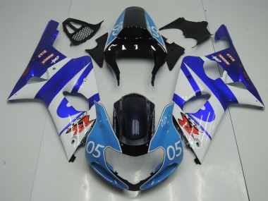Custom 2000-2002 Suzuki GSXR1000 Motorcycle Fairings - Blue White Glossy Black and Light Blue 05