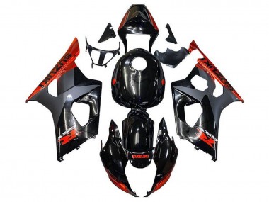 Custom 2003-2004 Suzuki GSXR 1000 Motorcycle Fairings - Glossy Black Matte Black Orange