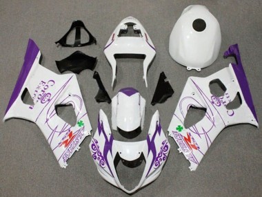 Custom 2003-2004 Suzuki GSXR 1000 Motorcycle Fairings - White Purple Corona Alstare