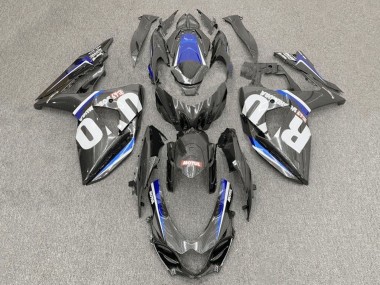 Custom 2017-2024 Suzuki GSXR1000 Motorcycle Fairings - Faux Carbon Fiber White Blue