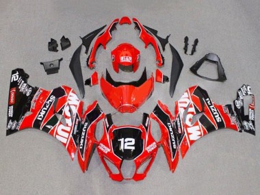 Custom 2017-2024 Suzuki GSXR1000 Motorcycle Fairings - Red White Black Motul 12