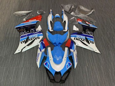 Custom 2017-2024 Suzuki GSXR1000 Motorcycle Fairings - White Blue Stripe Red Motul