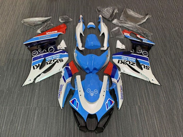 2017-2025 White Blue Stripe Red Motul Suzuki GSXR1000 Motorcycle Fairings