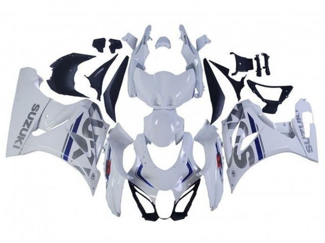 2017-2025 White Silver Blue Suzuki GSXR1000 Motorcycle Fairings