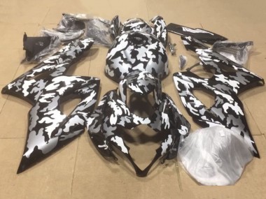 Custom 2007-2008 Suzuki GSXR 1000 Motorcycle Fairings - Black White Grey Camouflage