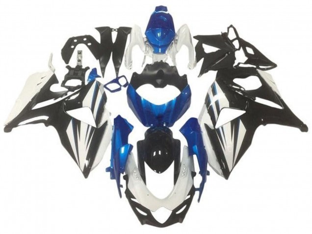 2009-2016 Suzuki GSXR 1000 Bike Fairings - White Blue Glossy Black