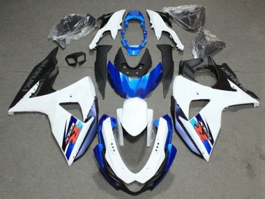 Custom 2009-2016 Suzuki GSXR 1000 Bike Fairings - White Blue Black