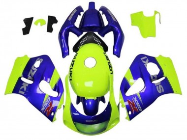 Custom 1996-2000 Suzuki GSXR 600 / GSXR 750 Motorcycle Fairings - Blue Yellow