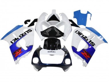Custom 1996-2000 Suzuki GSXR 600 / GSXR 750 Motorcycle Fairings - White Triple Blue Black Red