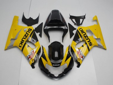 Custom 2001-2003 Suzuki GSXR 600 / GSXR 750 Motorcycle Fairing - Yellow Silver Glossy Black