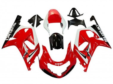 Custom 2001-2003 Suzuki GSXR 600 / GSXR 750 Motorcycle Fairings - Red White Glossy Black