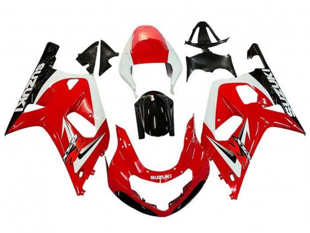 2001-2003 Suzuki GSXR 600 / GSXR 750 Motorcycle Fairings - Red White Glossy Black
