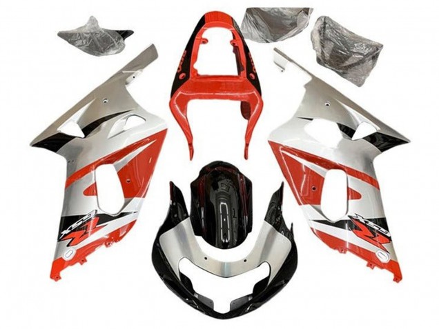 2001-2003 Suzuki GSXR 600 / GSXR 750 Motorcycle Fairings - Silver Red Glossy Black