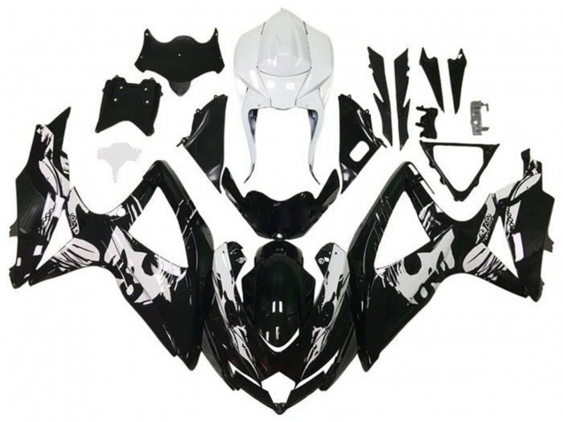 2008-2010 Suzuki GSXR 600 / GSXR 750 Motorcycle Fairings - White Glossy Black Leyla