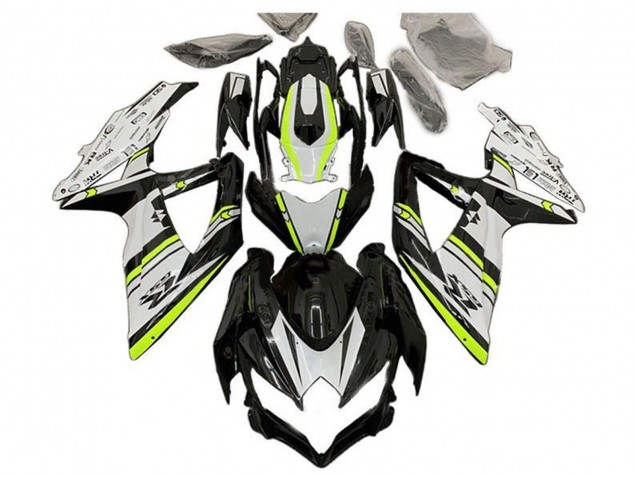 2008-2010 Suzuki GSXR 600 / GSXR 750 Motorcycle Fairings - White Green Glossy Black