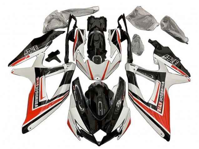2008-2010 Suzuki GSXR 600 / GSXR 750 Motorcycle Fairings - White Orange Glossy Black Yoshimura