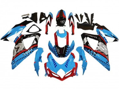 Custom 2008-2010 Suzuki GSXR 600 / GSXR 750 Motorcycle Fairings - Blue Red Black Shape