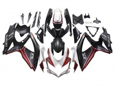 Custom 2008-2010 Suzuki GSXR 600 / GSXR 750 Motorcycle Fairings - White Red Matte Black