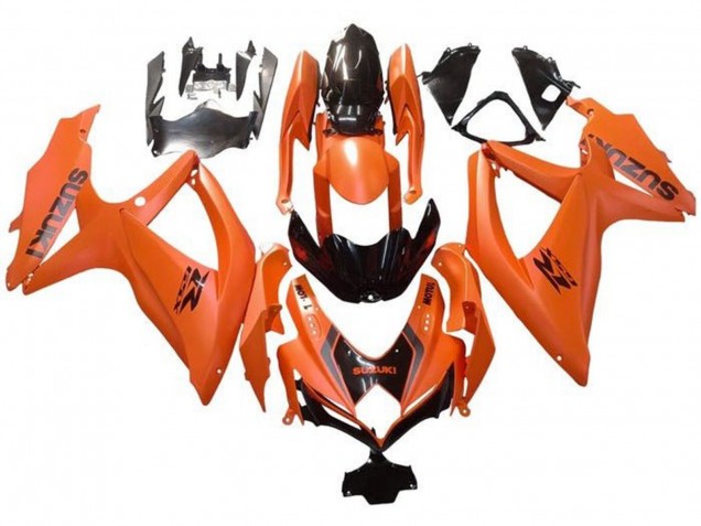 2008-2010 Suzuki GSXR 600 / GSXR 750 Motorcycle Fairings - Orange Glossy Black with Decal