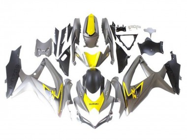 Custom 2008-2010 Suzuki GSXR 600 / GSXR 750 Motorcycle Fairings - Silver Yellow Black