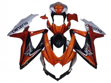 Custom 2008-2010 Suzuki GSXR 600 / GSXR 750 Motorcycle Fairing - Silver Orange Glossy Black