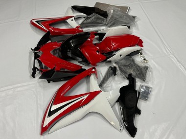 Custom 2008-2010 Suzuki GSXR 600 / GSXR 750 Motorcycle Fairing - White Red Glossy Black