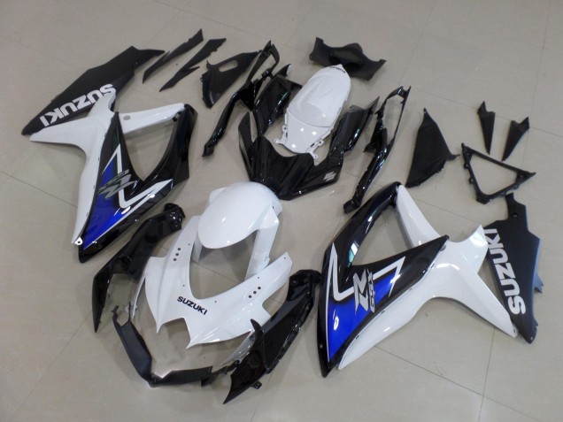 2008-2010 Suzuki GSXR 600 / GSXR 750 Motorcycle Fairings - White Blue Glossy Black