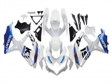 Custom 2008-2010 Suzuki GSXR 600 / GSXR 750 Motorcycle Fairings - White Blue Stripe