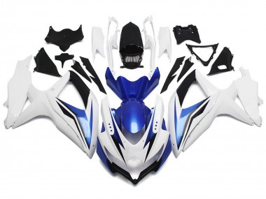 Custom 2008-2010 Suzuki GSXR 600 / GSXR 750 Motorcycle Fairing - White Blue Black