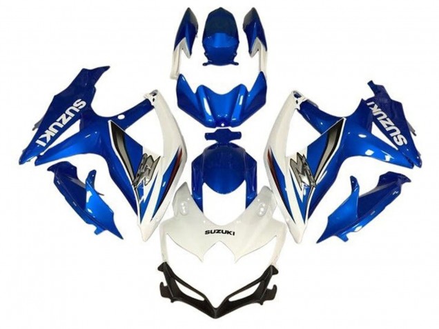 2008-2010 Suzuki GSXR 600 / GSXR 750 Motorcycle Fairings - White Blue Silver
