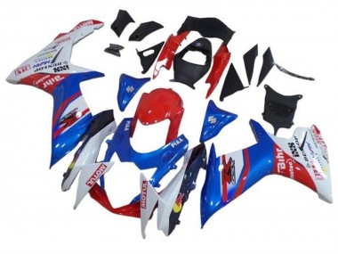 Custom 2011-2024 Suzuki GSXR 600 / GSXR 750 Motorcycle Fairings - Blue White Red Motul