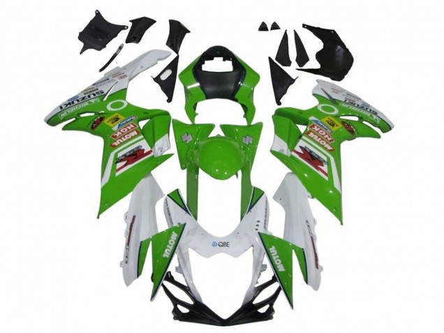 2011-2024 Suzuki GSXR 600 / GSXR 750 Motorcycle Fairings - White Green Red Motul