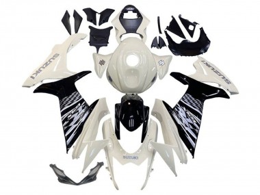 Custom 2011-2024 Suzuki GSXR 600 / GSXR 750 Motorcycle Fairing - White Glossy Black